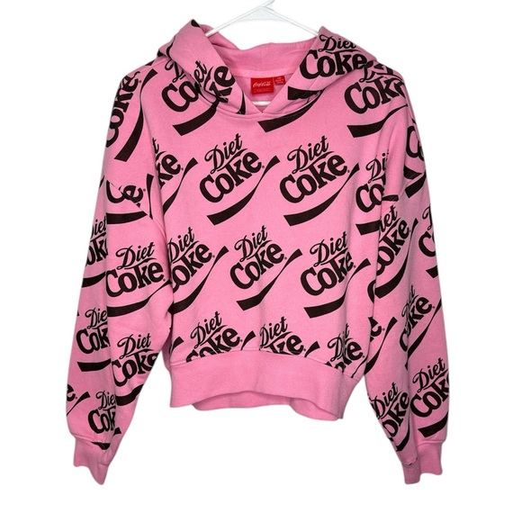 Coca Cola Tops - Coca Cola Diet Coke Hot Pink Women's Cropped Hooded Sweatshirt Small